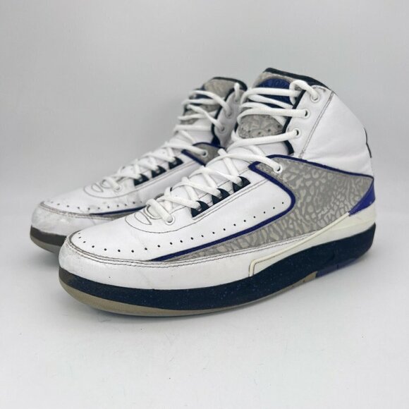 Nike Air Jordan 2 II Retro Men Sneaker Dark Concord White 385475-153 Sz 8 - Picture 1 of 12
